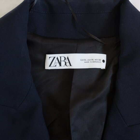 Zara Navy Blue Metal Button Double-Breasted Blazer XL - Picture 2 of 3